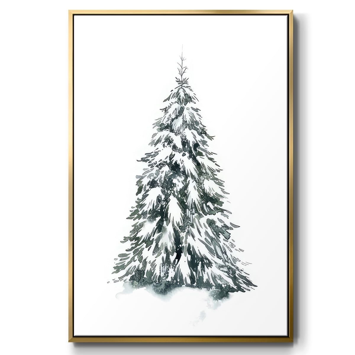 Blue Spruce II - Framed Gallery Wrapped Holiday Canvas - 17 x 25 - Gold Frame