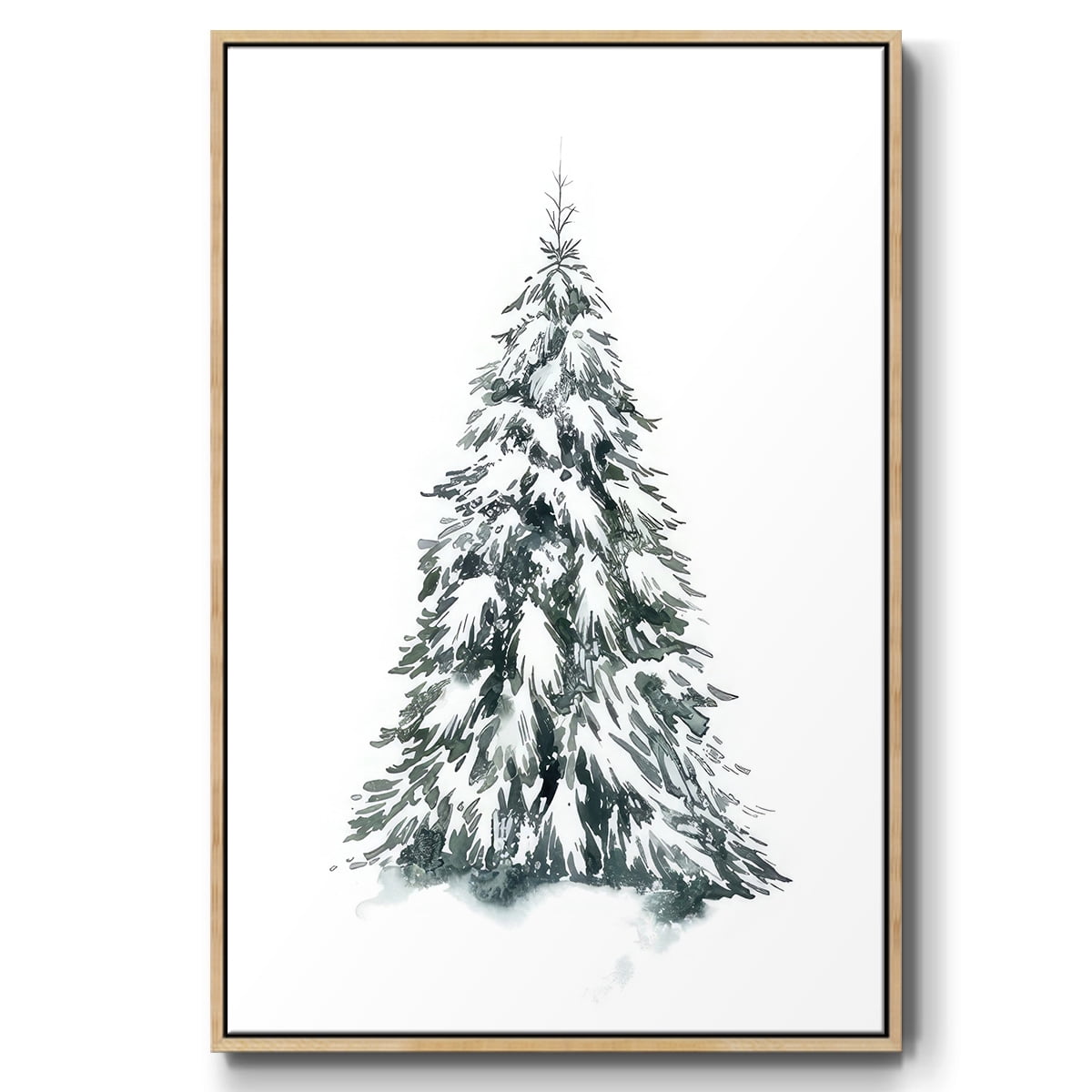 Blue Spruce II - Framed Gallery Wrapped Holiday Canvas - 17 x 25 - Natural Wood Frame