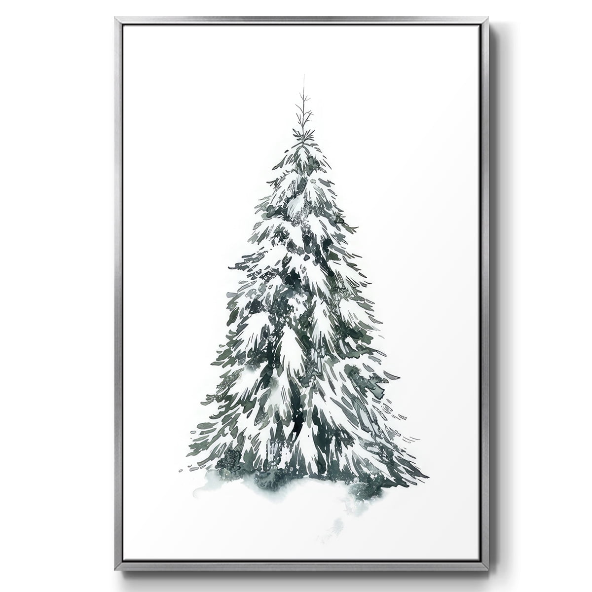 Blue Spruce II - Framed Gallery Wrapped Holiday Canvas - 17 x 25 - Silver Frame
