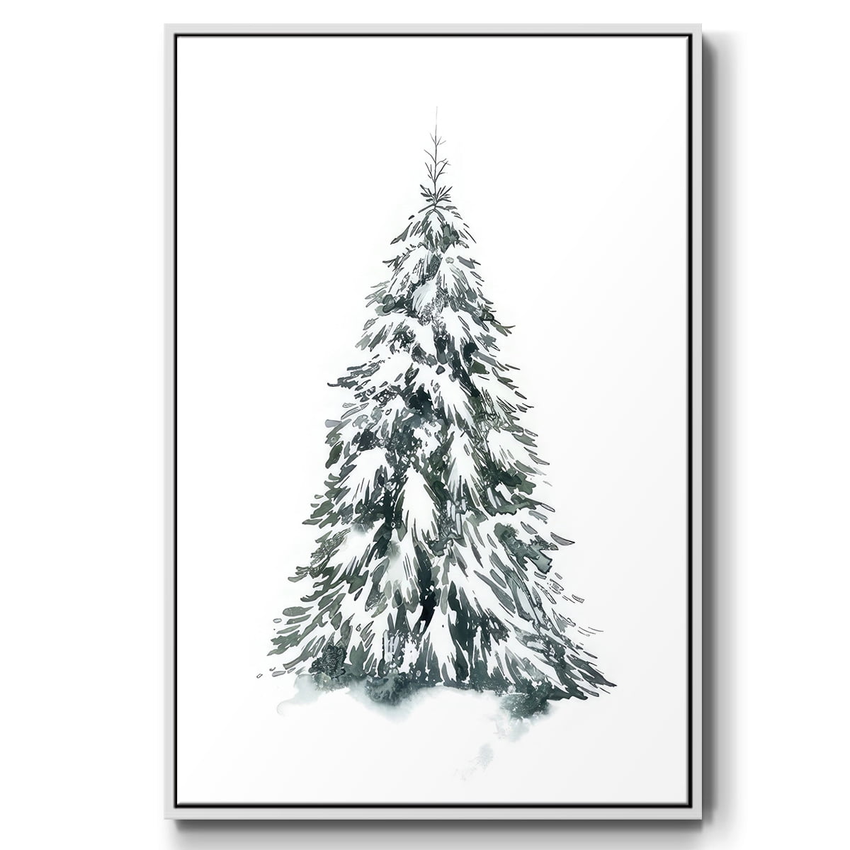 Blue Spruce II - Framed Gallery Wrapped Holiday Canvas - 17 x 25 - White Frame