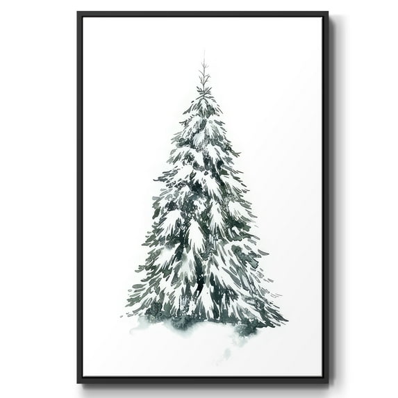Blue Spruce II - Framed Gallery Wrapped Holiday Canvas - 25 x 37 - Black Frame