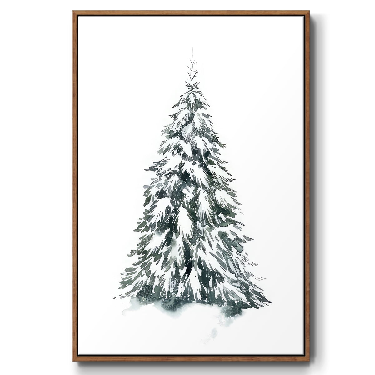 Blue Spruce II - Framed Gallery Wrapped Holiday Canvas - 25 x 37 - Rosewood Frame