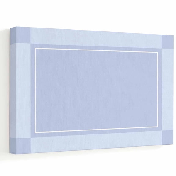 Blue Square Plaid Canvas Wall Art, Pastel Blue Blocks Checkered Border Gingham Wall Art Prints Artwork Framed Canvas Ready to Hang Art Pictures for Bathroom, Dressing Table, Entryway 12" x 8"
