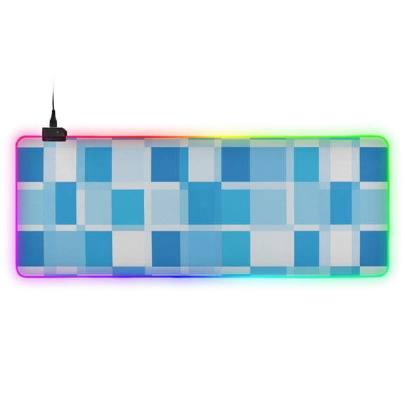 Blue Square RGB Gaming Mouse Pad Large Keyboard Mat Rubber Base 13 Light Modes