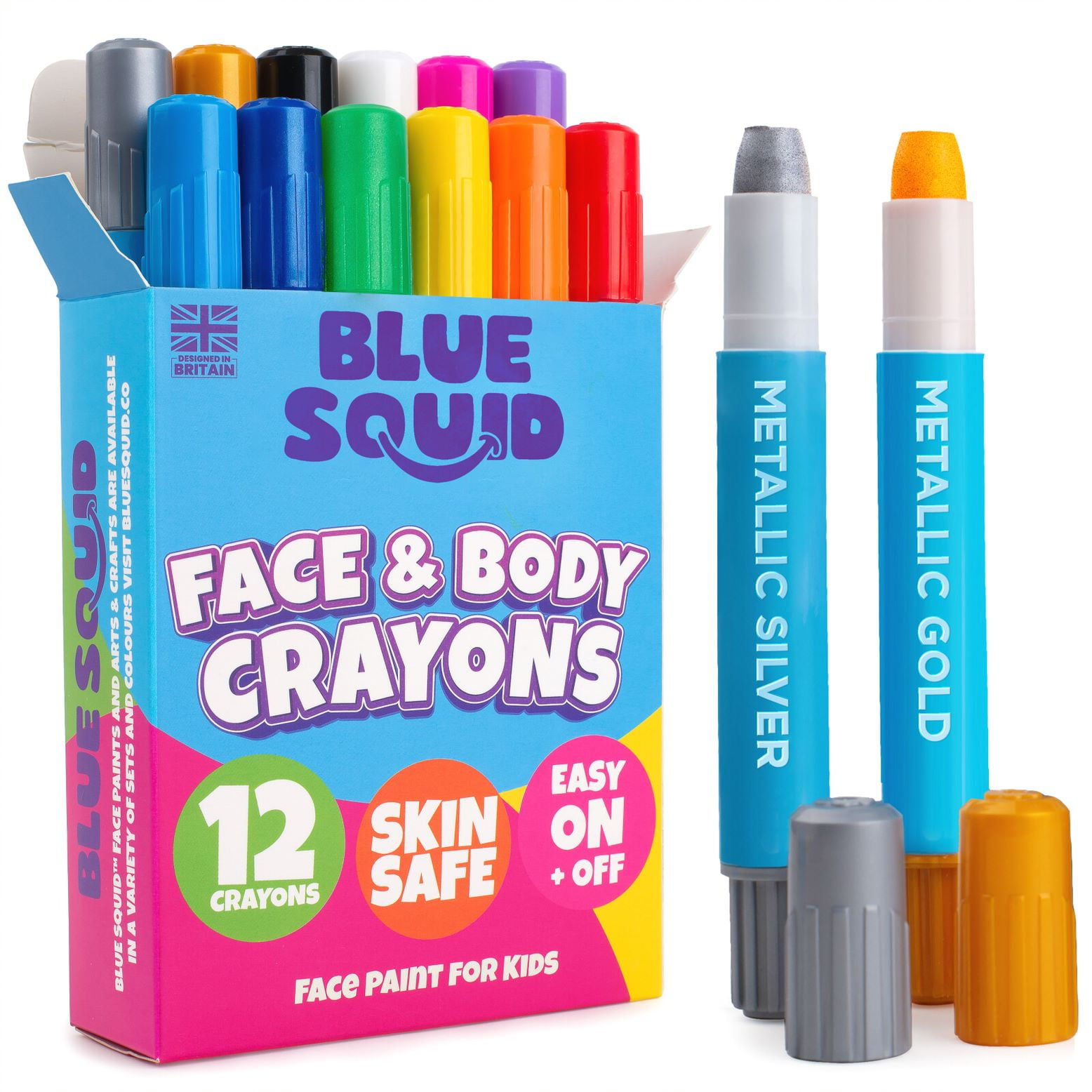 Blue Squid 12 Twistable Face Paint Crayons for Kids - Body and Face  Painting Kit Makeup Sticks