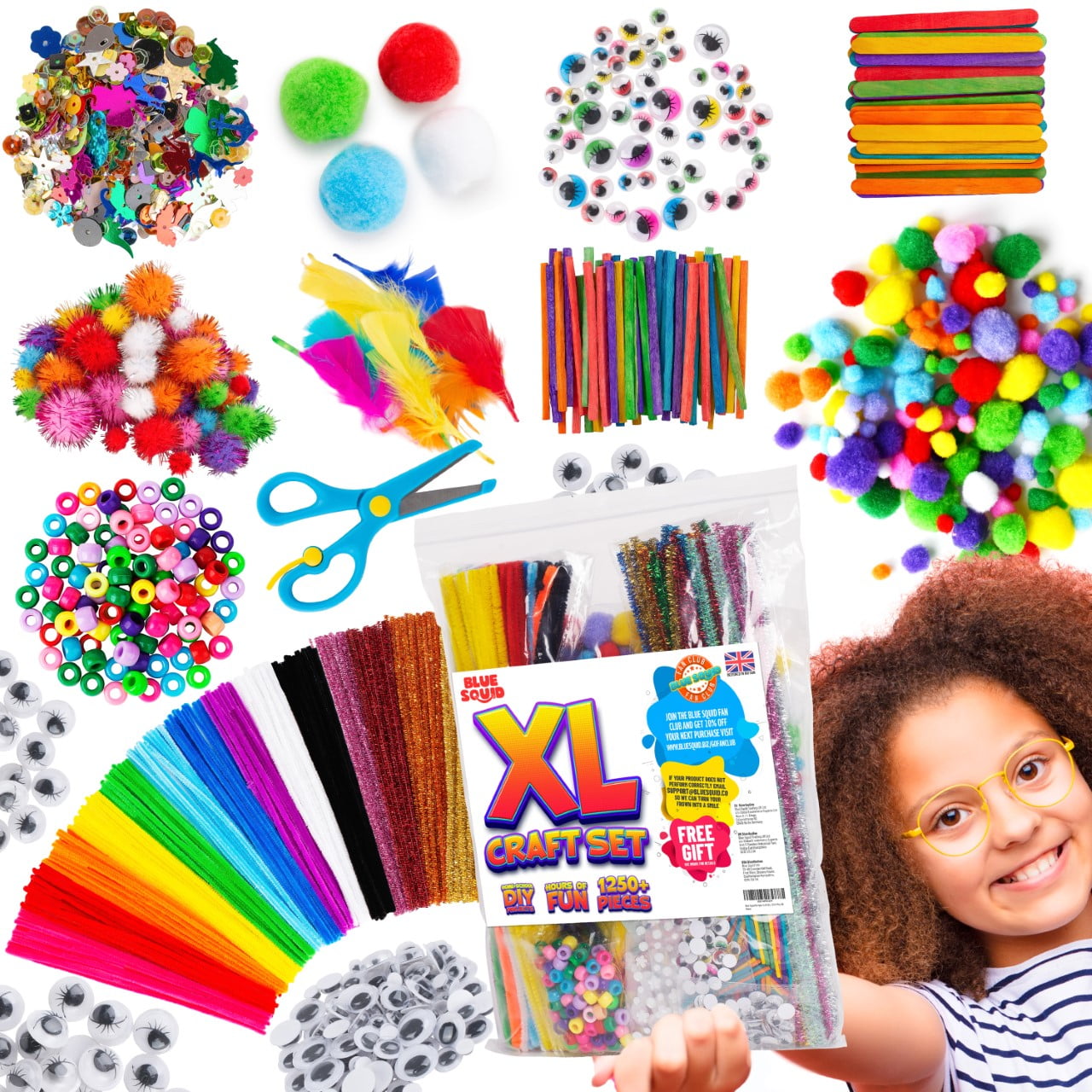 Buy Blue SquidArts and Crafts for Kids – XXXL Craft Kit for Kids - 2000+  Pcs Kids Craft Kits, Arts & Craft Supplies for Toddlers, Kids Art Set Craft  Box, Art Kit