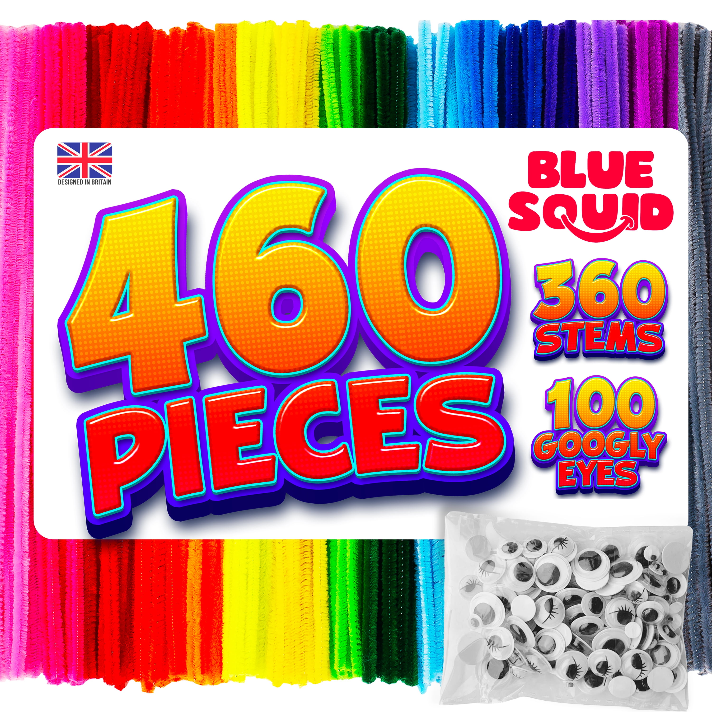 Blue Squid Arts and Crafts for Kids Craft Kit with Scissors Pipe Cleaners  Beads Googly Eyes 1250 Pieces 
