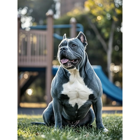 Blue Staffordshire Bull Terrier Diamond Painting DIY Kits 5D Diamond Art Full Round Drill Crystal by Number Stitch Embroidery Arts and Crafts for Living Room Home Wall Decor 12x16 inch / 30x40cm