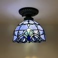 thumbnail image 1 of Enjoy Décor Lamps 8-Inch Tiffany Style 1-Light Bronze Flush Mount Light with Stained Glass Bowl, 1 of 5