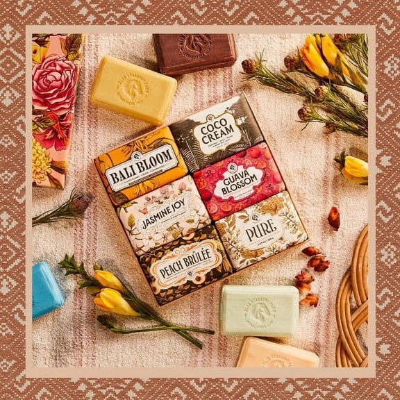 Blue Stallion Farms Six Soap Variety Pack (Bali Bloom, Coco Cream, Jasmine Joy, Peach Brulee, Guava Blossom, Pure)