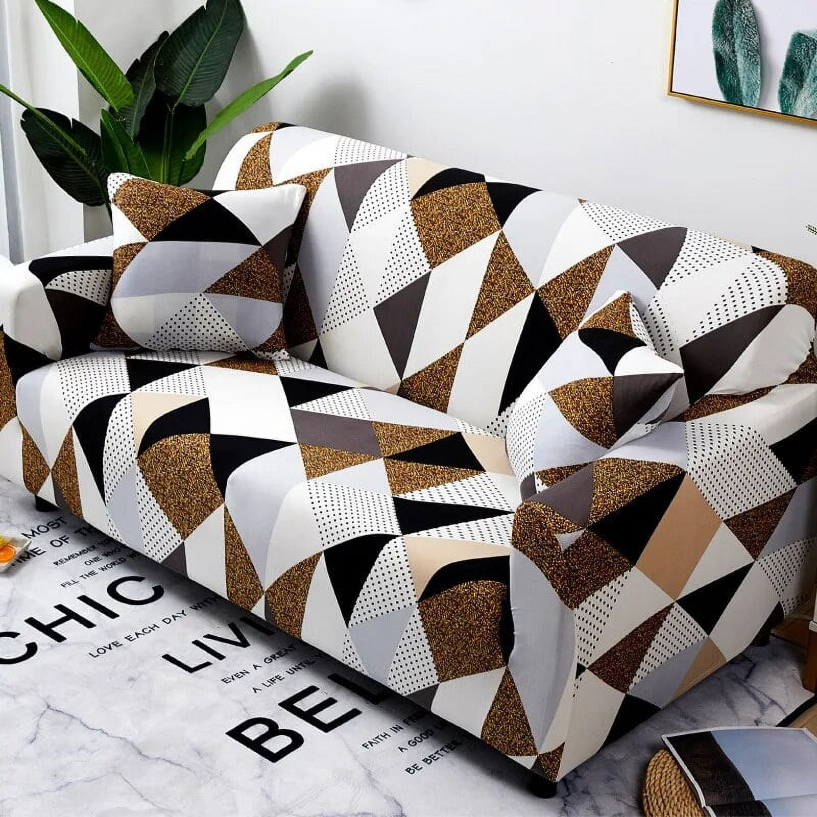 Blue Stamen Dust-proof Sofa Cover All-inclusive Floral Geometric ...