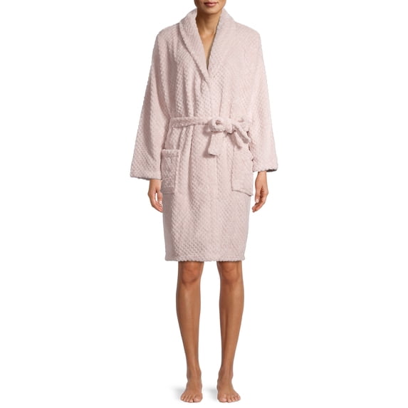 Blue Star Clothing Women's 3/4 Length Textured Plush Robe