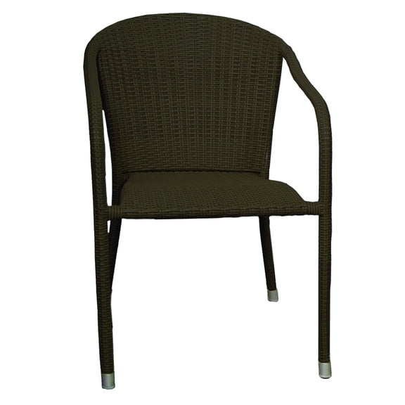 Blue Star Group TERRACE MATES All-Weather Wicker Stacking Arm Chair / Java / (Set of 2)