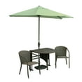 thumbnail image 1 of Blue Star Group Terrace Mates Adena All-Weather Wicker Coffee Color Table Set w/ 9'-Wide OFF-THE-WALL BRELLA - Antique Beige Olefin Canopy, 1 of 7