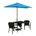 thumbnail image 1 of Blue Star Group Terrace Mates Adena All-Weather Wicker Java Color Table Set w/ 9'-Wide OFF-THE-WALL BRELLA - Pacific Blue Sunbrella Canopy, 1 of 7
