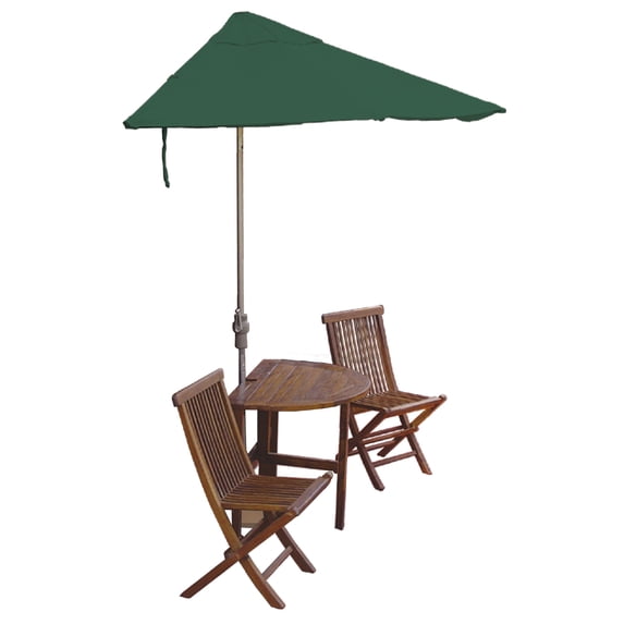 Blue Star Group Terrace Mates Bistro Economy Table Set w/ 7.5'-Wide OFF-THE-WALL BRELLA - Green Olefin Canopy