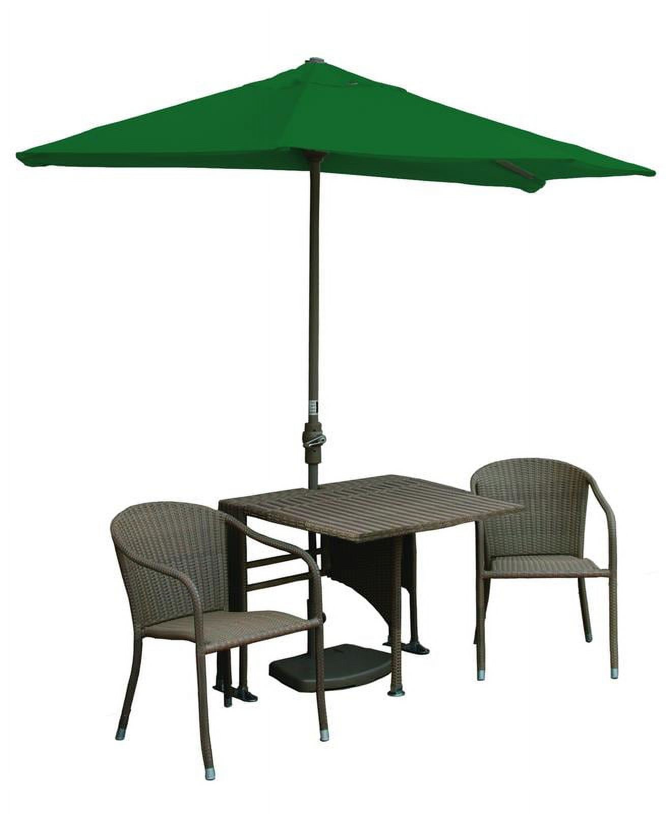 Blue Star Group Terrace Mates Daniella All-Weather Wicker Coffee Color Table Set w/ 7.5'-Wide OFF-THE-WALL BRELLA - Forest Green Sunbrella Canopy - image 1 of 11