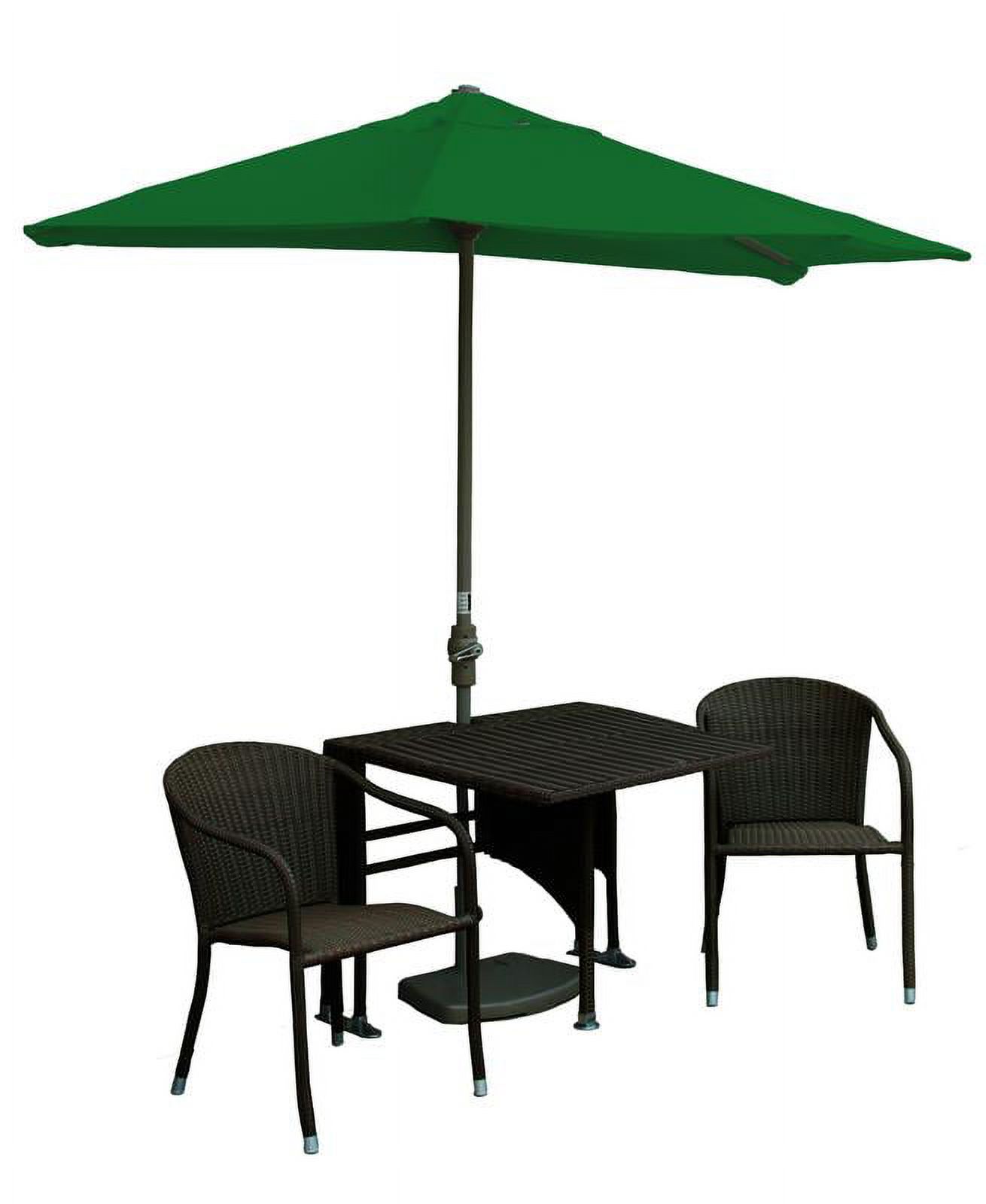 Blue Star Group Terrace Mates Daniella All-Weather Wicker Java Color Table Set w/ 7.5'-Wide OFF-THE-WALL BRELLA - Forest Green Sunbrella Canopy - image 1 of 9