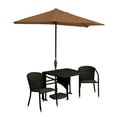 thumbnail image 1 of Blue Star Group Terrace Mates Daniella All-Weather Wicker Java Color Table Set w/ 7.5'-Wide OFF-THE-WALL BRELLA - Teak Sunbrella Canopy, 1 of 7