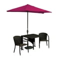 thumbnail image 1 of Blue Star Group Terrace Mates Daniella All-Weather Wicker Java Color Table Set w/ 9'-Wide OFF-THE-WALL BRELLA - Jockey Red Sunbrella Canopy, 1 of 7