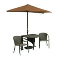 thumbnail image 1 of Blue Star Group Terrace Mates Genevieve All-Weather Wicker Coffee Color Table Set w/ 7.5'-Wide OFF-THE-WALL BRELLA - Teak Sunbrella Canopy, 1 of 7