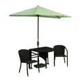 thumbnail image 1 of Blue Star Group Terrace Mates Genevieve All-Weather Wicker Java Color Table Set w/ 7.5'-Wide OFF-THE-WALL BRELLA - Antique Beige Sunbrella Canopy, 1 of 7