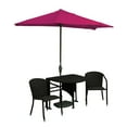 thumbnail image 1 of Blue Star Group Terrace Mates Genevieve All-Weather Wicker Java Color Table Set w/ 7.5'-Wide OFF-THE-WALL BRELLA - Red Olefin Canopy, 1 of 7