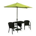 thumbnail image 1 of Blue Star Group Terrace Mates Genevieve All-Weather Wicker Java Color Table Set w/ 9'-Wide OFF-THE-WALL BRELLA - Yellow Sunbrella Canopy, 1 of 7