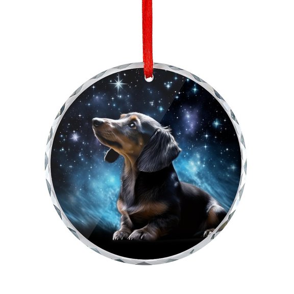 Blue Star Lights Dachshund Dog Glass Christmas Ornament Appreciation Gifts Ornaments for Xmas Tree Dog Lovers Gift Christmas Ornaments 2025