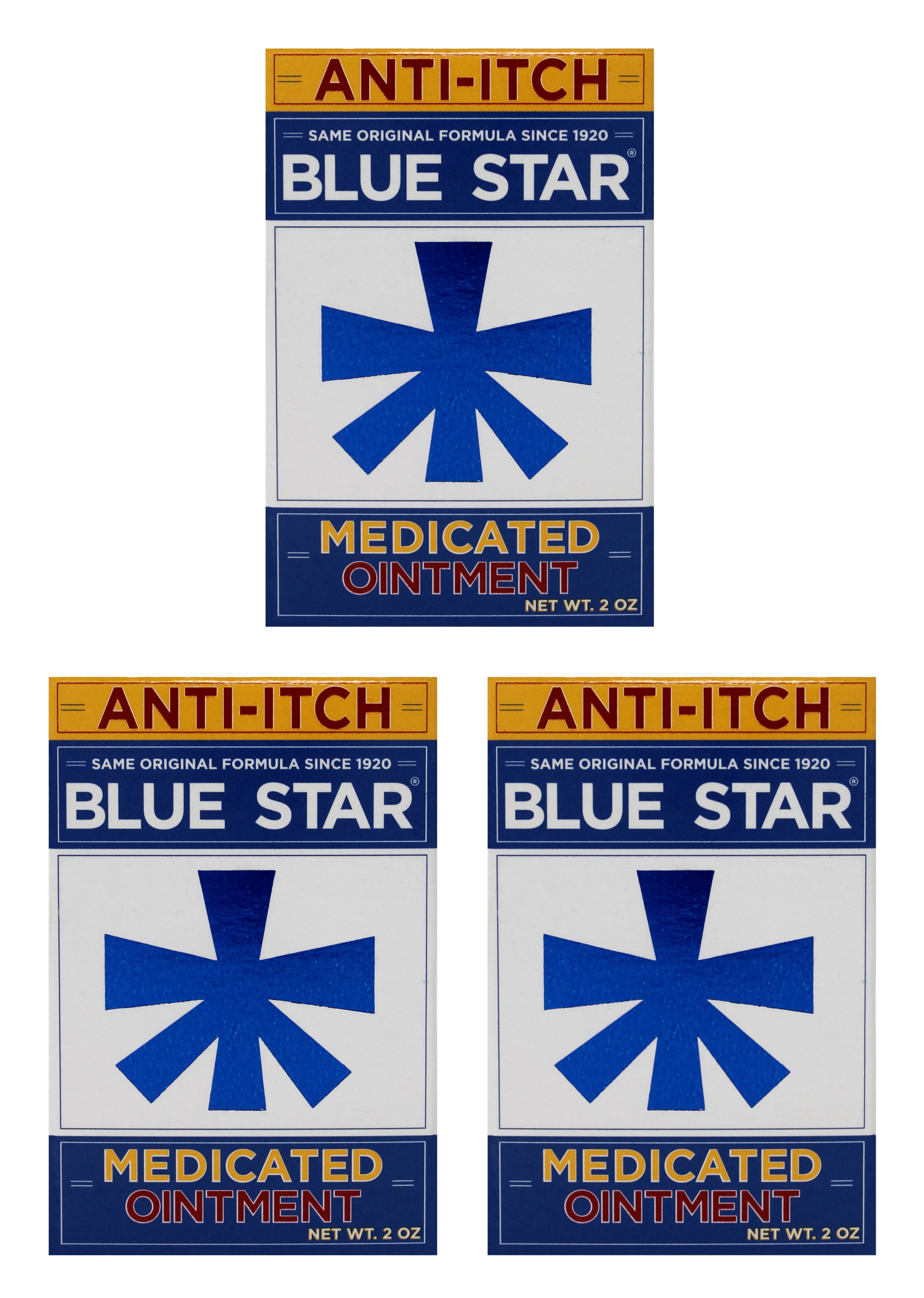 Blue Star Original Ointment w/ Soothing Aloe Anti-Itch Relief 2 oz (Pack of 3)