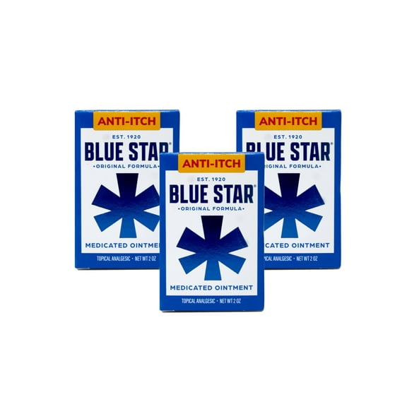 Blue Star Original Ointment w/ Soothing Aloe Anti-Itch Relief 2 oz (Pack of 3)
