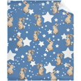 thumbnail image 1 of Blue Star Rabbit Bunny Blanket Flannel Lightweight Fleece Soft Cozy Happy Easter Gifts Throws Fuzzy Warm Cozy Bedding Blankets for All Season in Home Bed Sofa 50"x60", 1 of 6