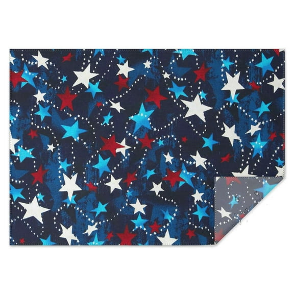 Blue Star Rectangle Tablecloth 60x84 Inch, Water Resistant Vinyl Washable Seasonal Table Cover for Independence Day Holiday Party Picnic Dinner Decor