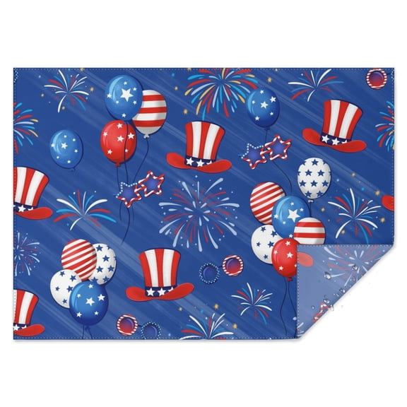Blue Star Rectangle Tablecloth 60x84 Inch, Water Resistant Vinyl Washable Seasonal Table Cover for Independence Day Holiday Party Picnic Dinner Decor