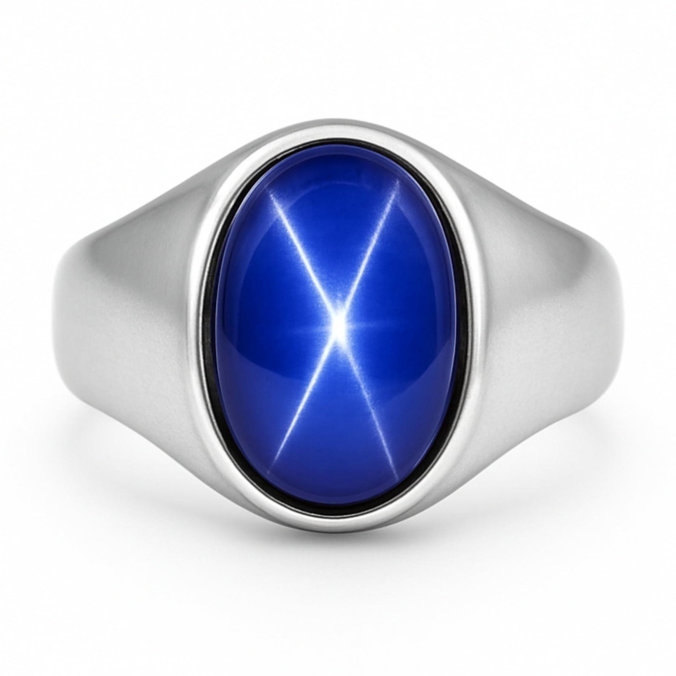 Blue Star Sapphire & Diamond Ring In Sterling Silver - Elegant Gift Box, Birthstone Jewelry, Natural Gemstone - View #4