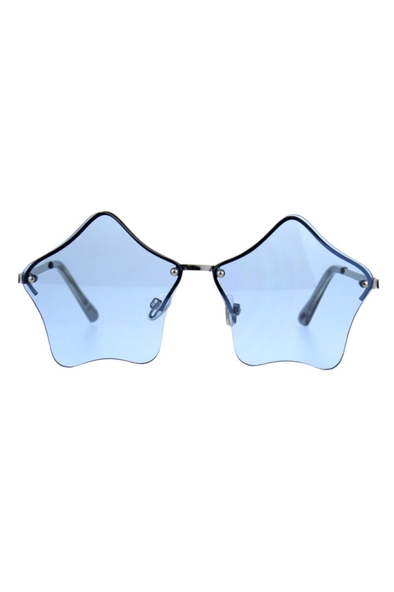 Blue Star Shape Sunglasses Glasses Cute Stars Lens Half Rimless Frame UV400