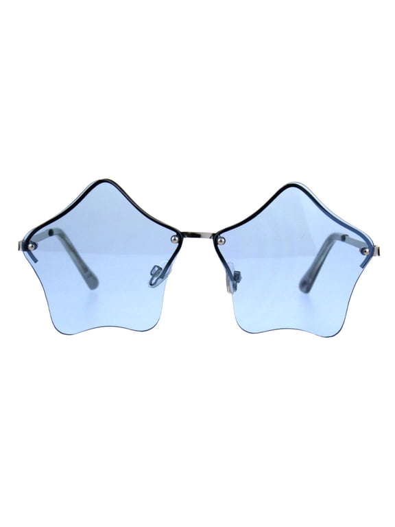 Blue Star Shape Sunglasses Glasses Cute Stars Lens Half Rimless Frame UV400