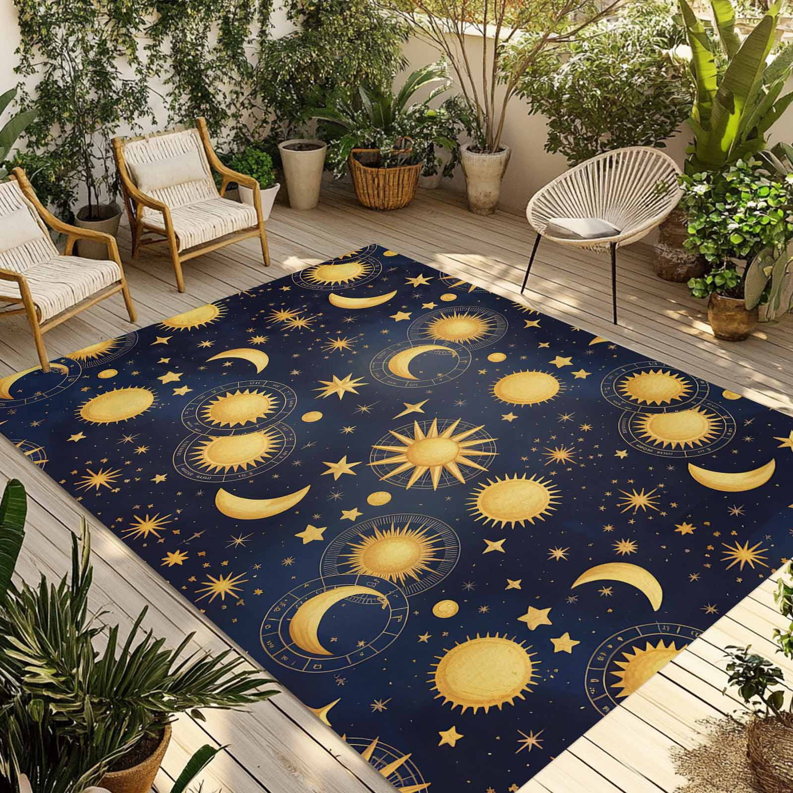 Blue Star Sky Outdoor Rug 3x5 Ft - Reversible Patio Rug Outdoor Camping ...