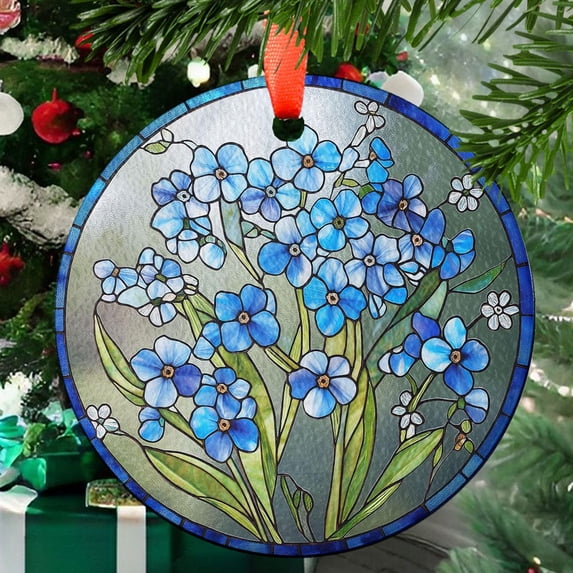 Blue Star Suncatcher Ornament Suncatcher, Blue Flowers Wall Hanging, Floral Light Catcher Decor, Gift For Girlfriend, Grandma Gift, 2025, Holiday 2025, Festive Home Accent,