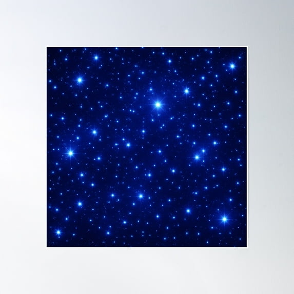 Blue Stardust – Sparkling Night Sky Pattern Poster Wall Art, Modern Wall Decor, 16x16 UNFRAMED