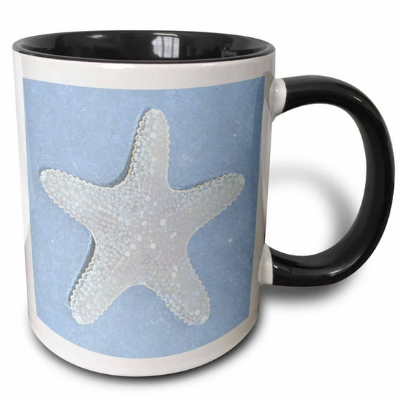 3drose, Blue Starfish, 15oz Two-tone Black Mug