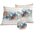 thumbnail image 1 of Blue Starfish Beach Outdoor Pillow Covers 24x24 Set of 2,Waterproof Patio Throw Pillowcase Protectors,Summer Coral Conch Coastal Retro Beige Decorative Pillow Shams Cushion Covers for Seat Bed Couch, 1 of 8