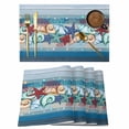 thumbnail image 1 of Blue Starfish Beach Placemats Set of 6, Summer Conch Coral Coastal Wood Grain Placemats for Dining Table, Place Mats for Kitchen Tabletop, Waterproof Wipeable Dining Table Mats Set, 1 of 9