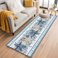 thumbnail image 1 of Blue Starfish Coastal 2'x6' Runner Rugs for Hallway Kitchen Bedside Non Slip, Ocean Beach Coral Nautical Botanical Entryway Rug Runners with Rubber Backing, Long Carpet Runner for Laundry Room, 1 of 8