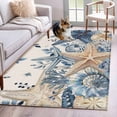thumbnail image 1 of Blue Starfish Coastal Area Rugs 4'x6', Washable Small Throw Rugs for Office Bathroom, Eucalyptus Summer Nautical Shell Rustic Indoor Outdoor Rug Non-Slip Low Pile Carpet Runner Reversible Floor Mats, 1 of 8