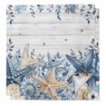 thumbnail image 1 of Blue Starfish Coastal Cloth Napkins, Eucalyptus Summer Nautical Shell Wooden Washable and Reusable Dinner Napkins Set of 2, Table Napkin for Kitchen Party Birthday Wedding Hotel Housewarming 20"x20", 1 of 9