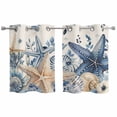 thumbnail image 1 of Blue Starfish Coastal Kitchen Curtains Window Panels, Eucalyptus Summer Nautical Shell Rustic Insulated Window Treatment Curtain, Grommet Curtains for Bedroom/Living Room, 2 Piece 27.5"Wx39"L, 1 of 8
