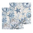 thumbnail image 1 of Blue Starfish Coastal Kitchen Dish Towels for Drying Dishes Set of 2, Nautical Summer Beach Shell Coral Waffle Weave Microfiber Hand Tea Bathroom Towels Quick Dry & Absorbent Towel 12x12, 1 of 6