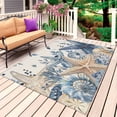 thumbnail image 1 of Blue Starfish Coastal Outdoor Rug 5x8 Ft, Non Slip Washable Area Rug, Eucalyptus Summer Nautical Shell Rustic Patio Rugs Carpet Runner, Large Floor Mat for Indoor/Outdoor Deck Porch Camping, 1 of 8