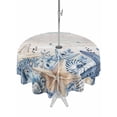 thumbnail image 1 of Blue Starfish Coastal Outdoor Tablecloth - 54 Inch Round Dining Table Cover, Eucalyptus Summer Nautical Shell Vintage Waterproof Outdoor Table Cloth with Umbrella Hole & Zipper for Picnic/Patio/Party, 1 of 7